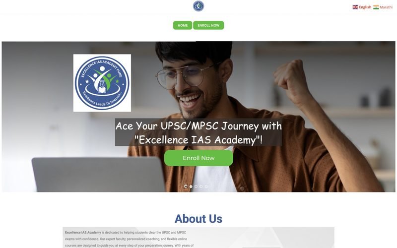 Excellence IAS Academy homepage