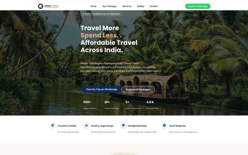 Siona Tours homepage